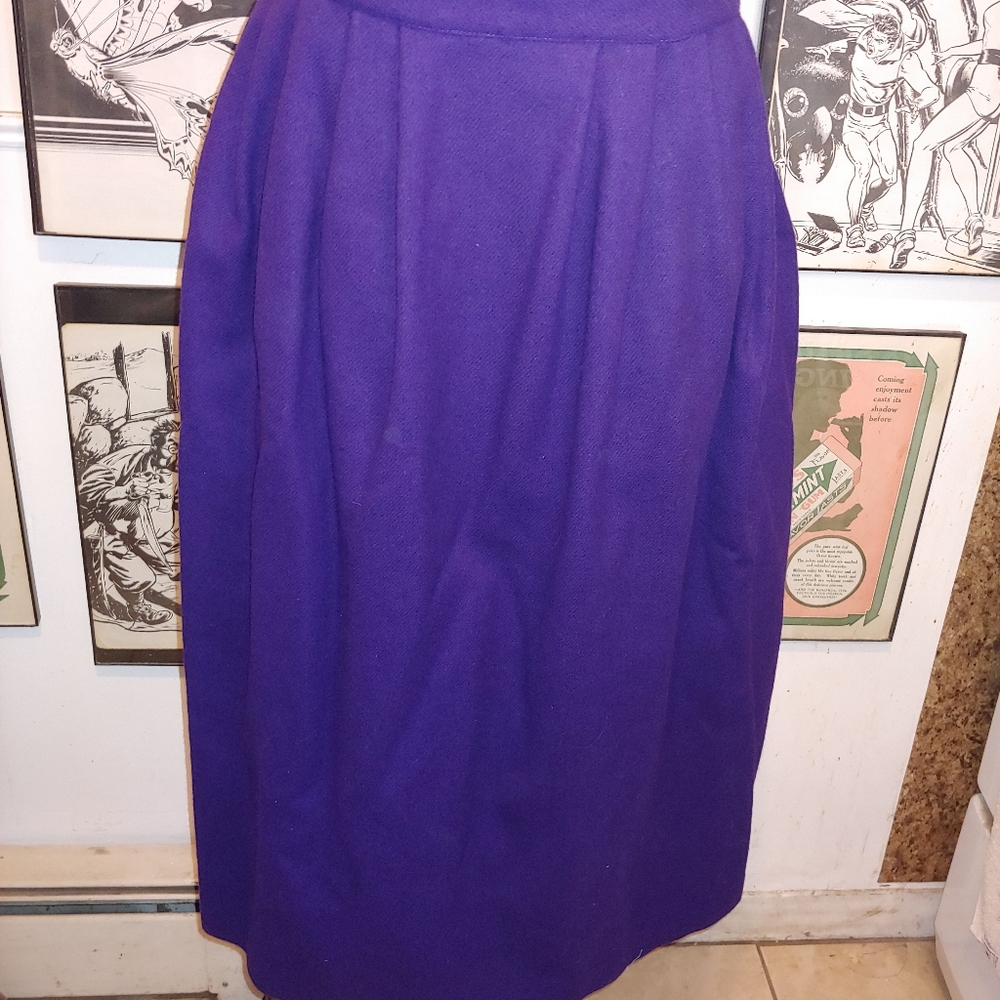 Vintage Warm Wool A Line Midi Skirt - Picture 2 of 5